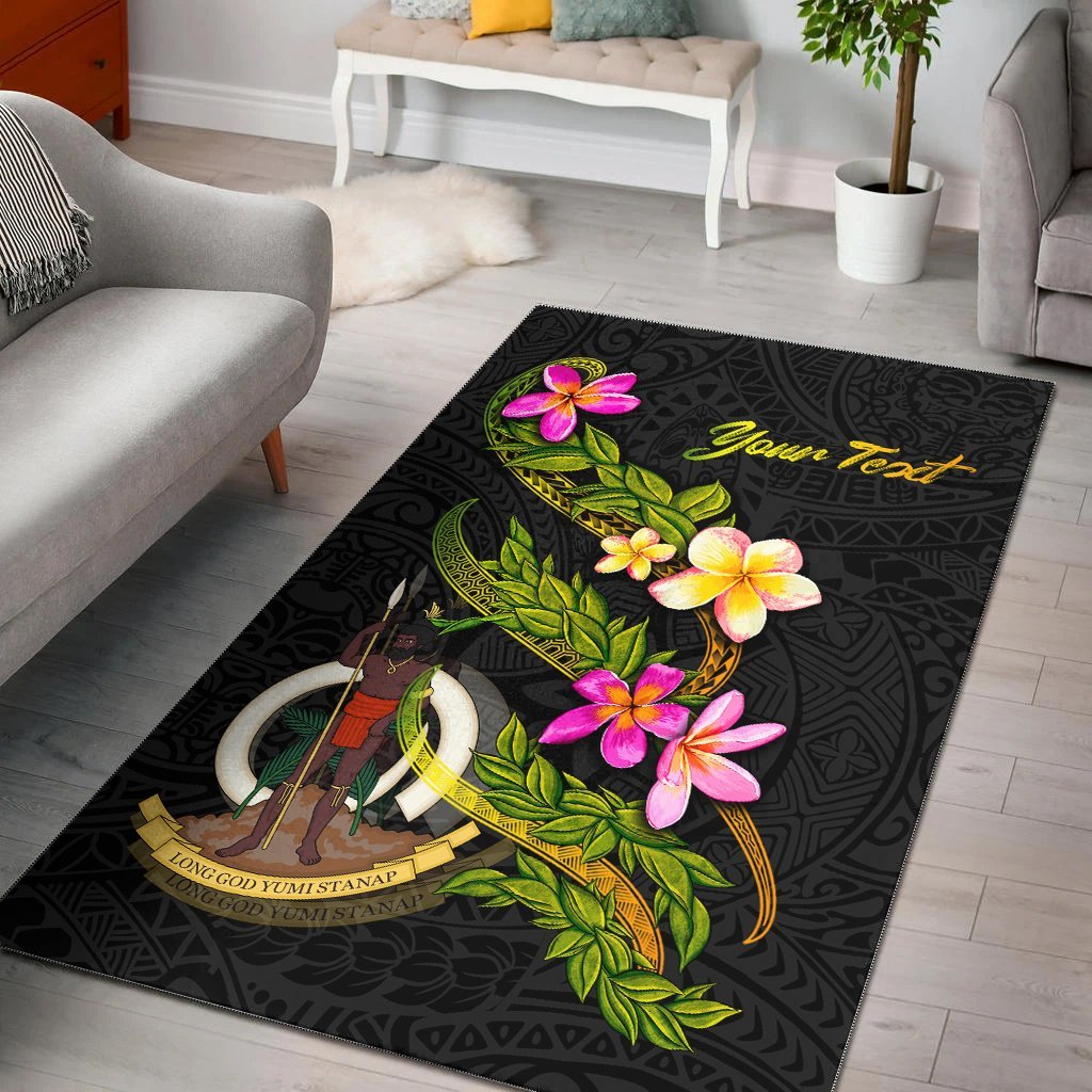 Vanuatu Polynesian Custom Personalised Area Rug – Plumeria Tribal – BN12