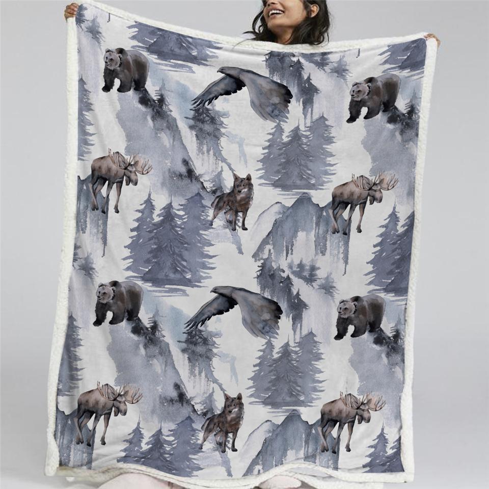 Winter Animal Sherpa Fleece Blanket