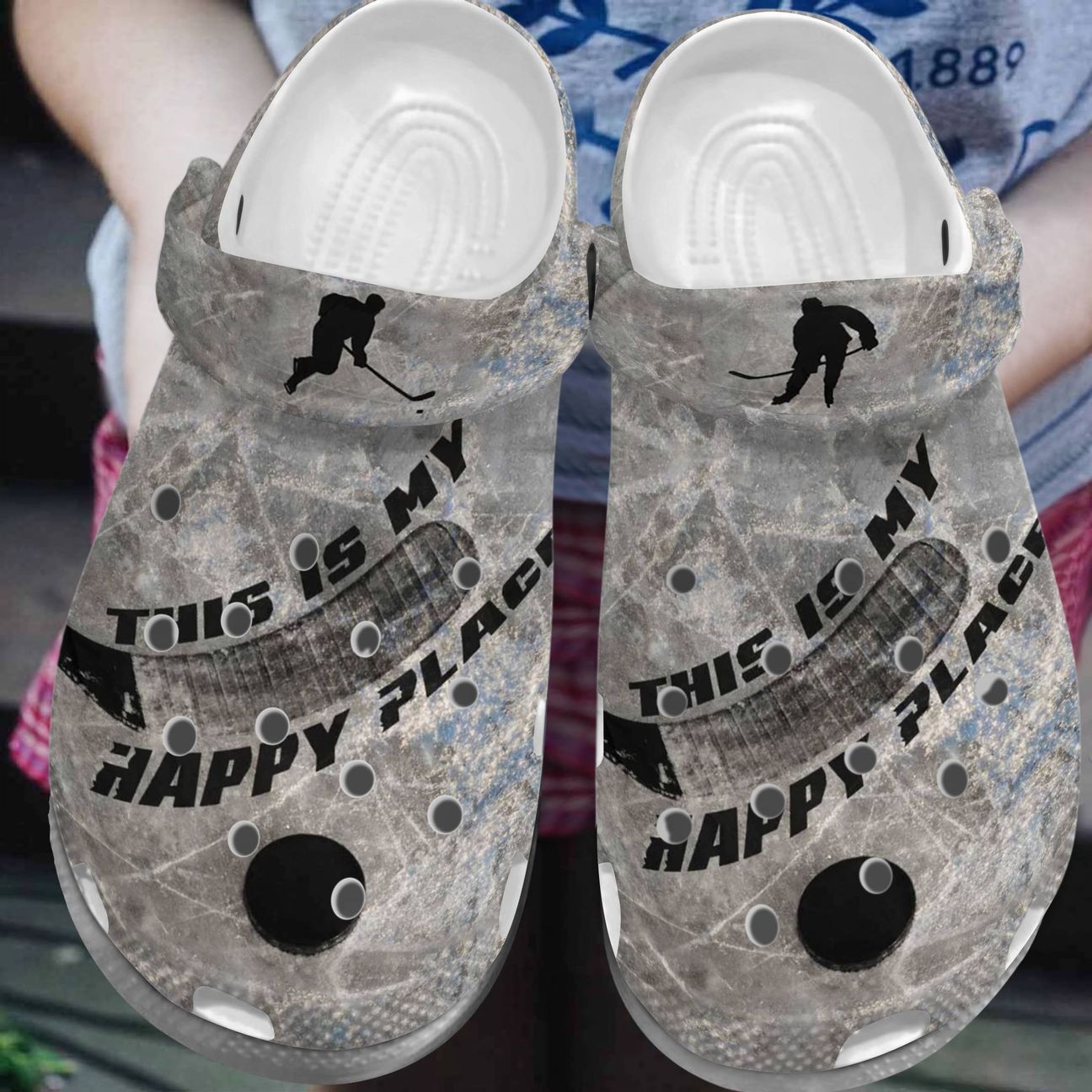 Hockey Personalized Clog Custom Crocss Comfortablefashion Style Comfortable For Women Men Kid Print 3D Happy Place