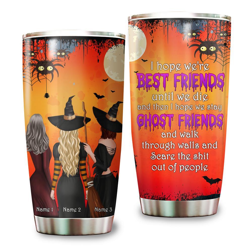 Personalized Halloween Custome Tumbler Ideas For Friends Besties, Ghost Friends Custom 20Oz Stainless Steel Tumbler