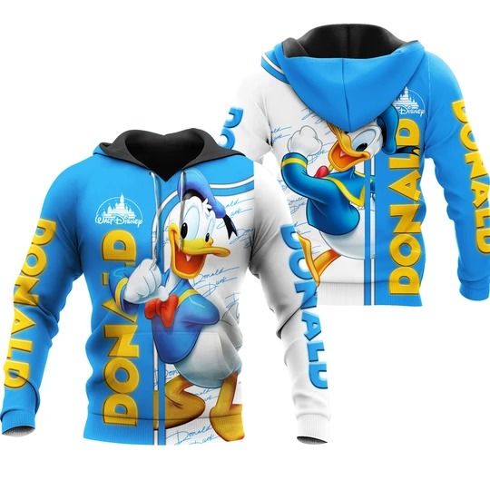 Unifinz Dn Hoodie Donald Duck Blue White Signature Hoodie 2022