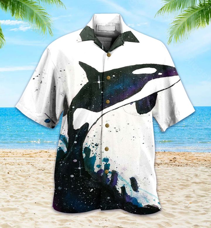 Galaxy Orca Killer Whale White Hawaii Shirt Ha70229