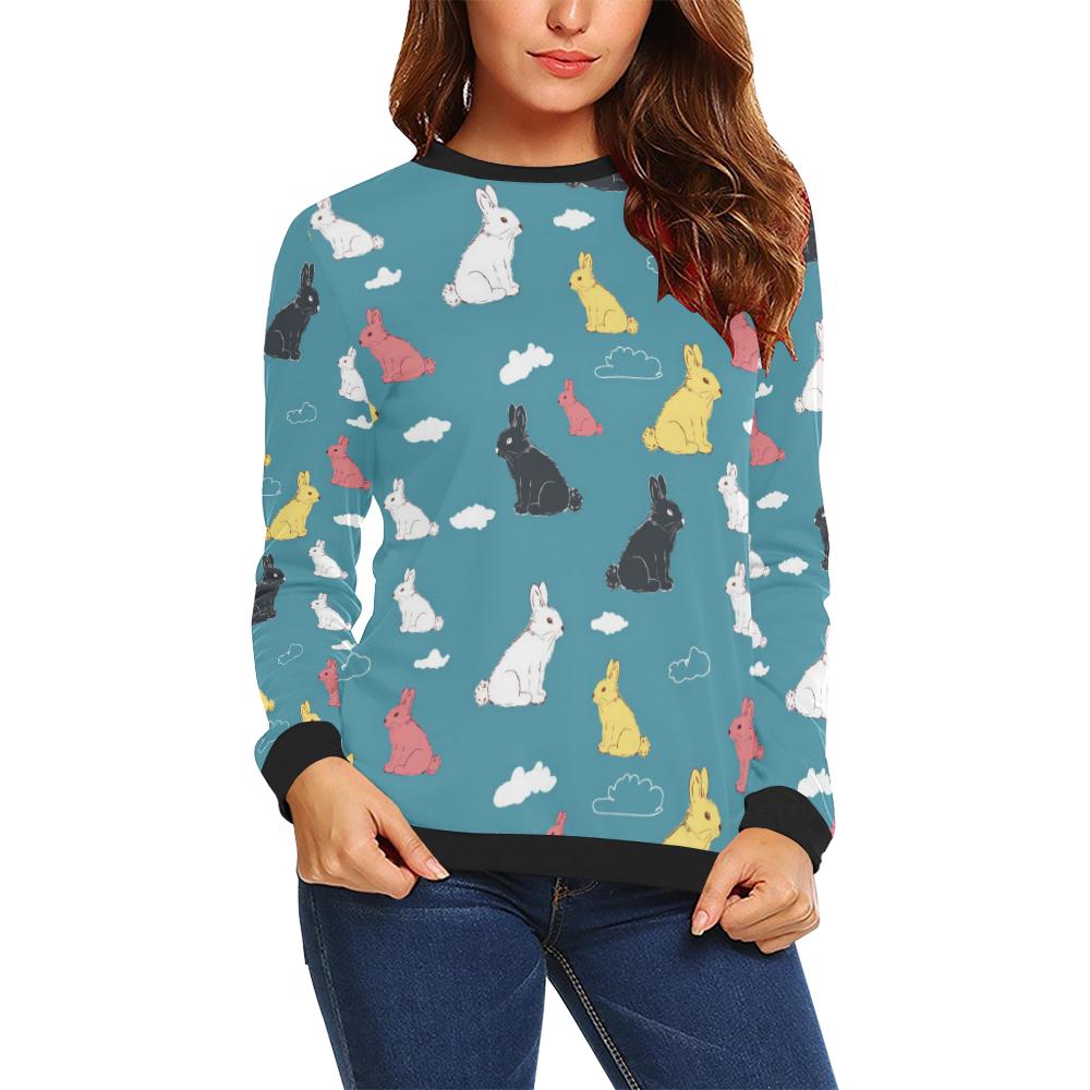 Rabbit Pattern Print Design Rb014 Women Long Sleeve Sweatshirt