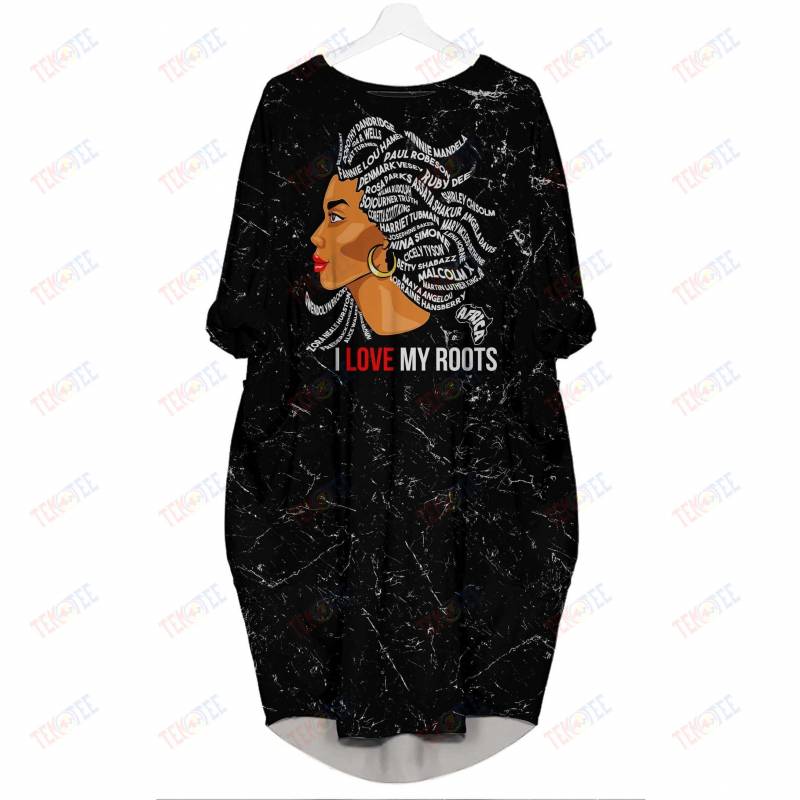 Temotee African Dress 36 – I Love My Roots 3D Dress For Melanin Girls Afro Girl Shirt African American Woman Gift Idea TMT5087