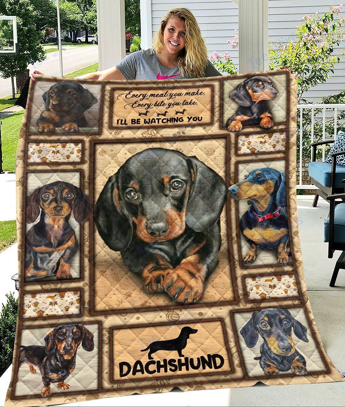 Dachshund Puppy 3D I’ll Be Watching You Blanket