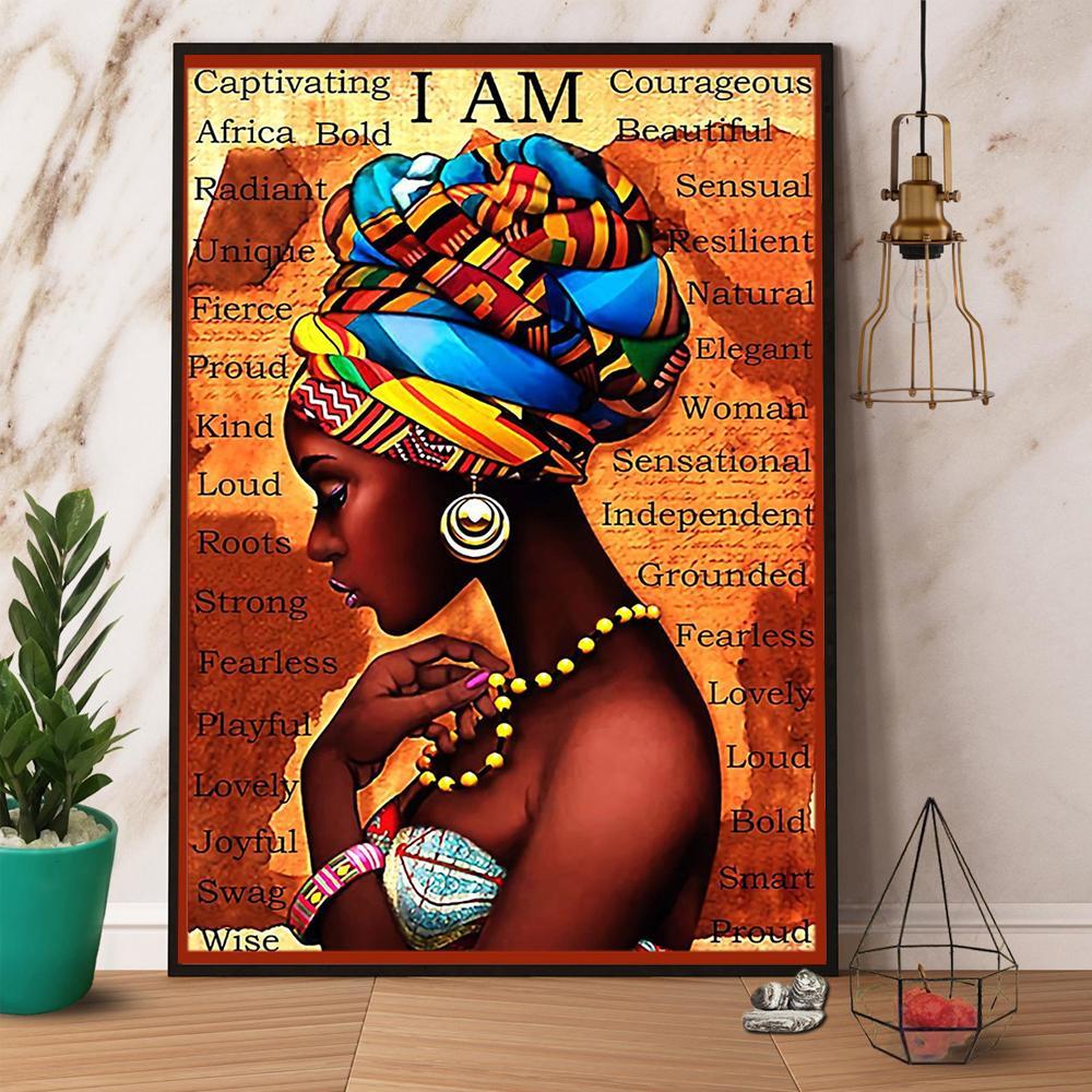 Black Girl I Am Beautiful Sensual Natural Vintage Gift  Poster No Frame