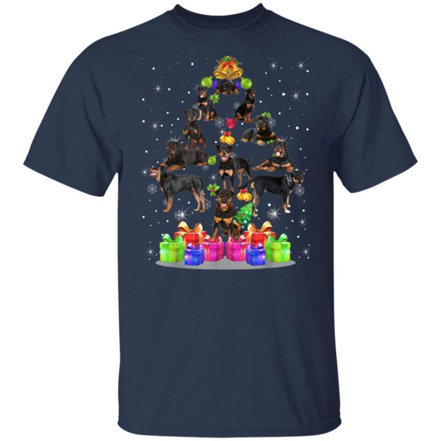 Rottweiler Dogs Tree Christmas Sweater Xmas Pet Animal Dog unisex T-shirt full size