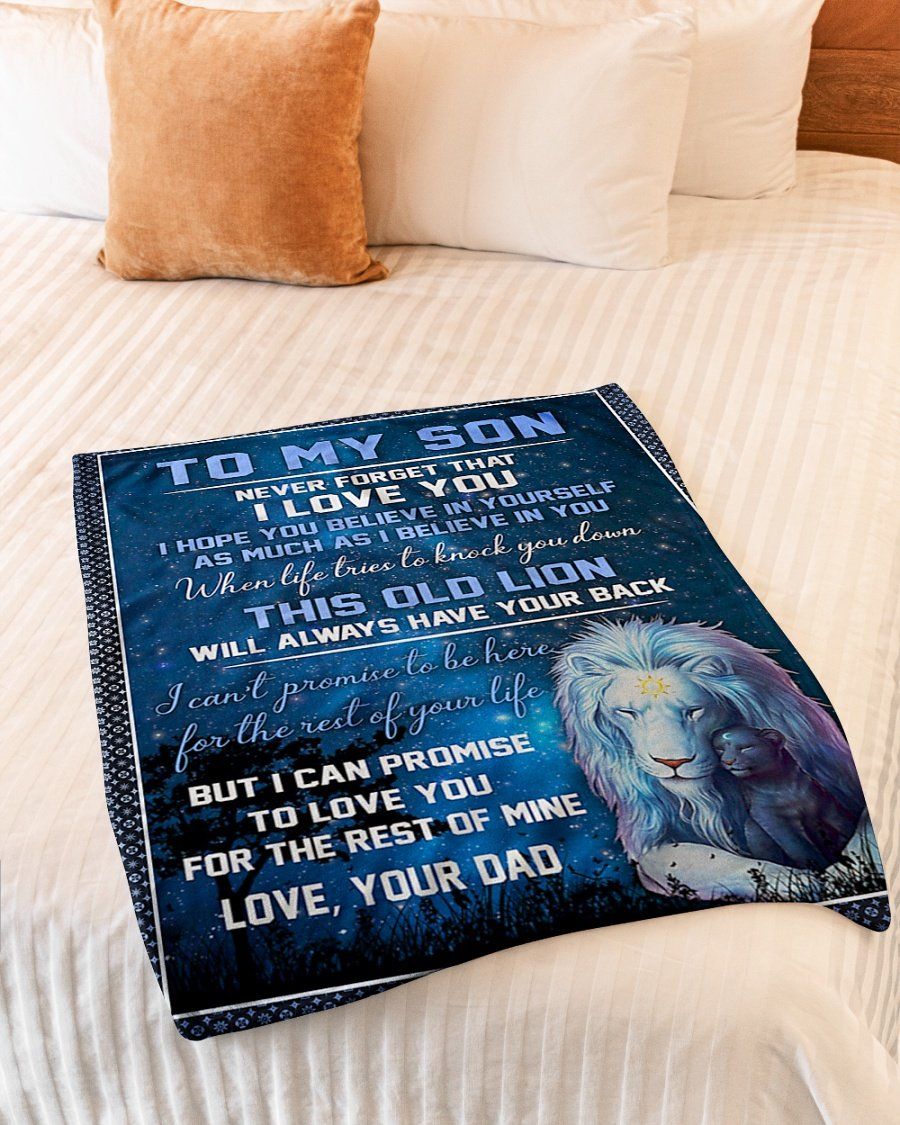 This Old Lion Will Always Have Your Back Gift For Son Fleece Blanket Sherpa Blanket