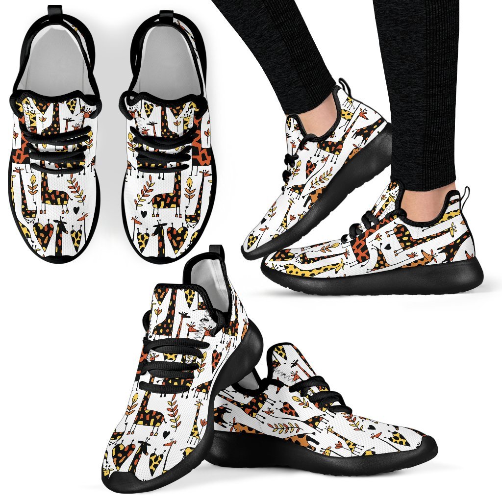 Cartoon Giraffe Pattern Print Mesh Knit Shoes