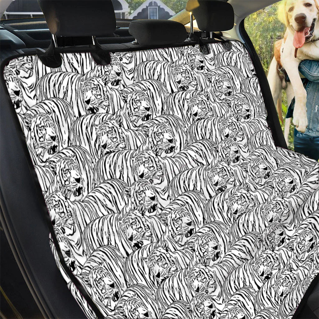 Black And White Tiger Pattern Print Pet Car Back Seat Cover