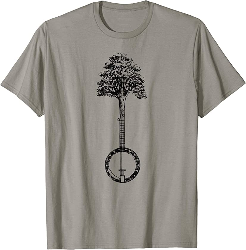 Banjo Tree Minimalist Design Vintage Nature & Music Graphic T-Shirt