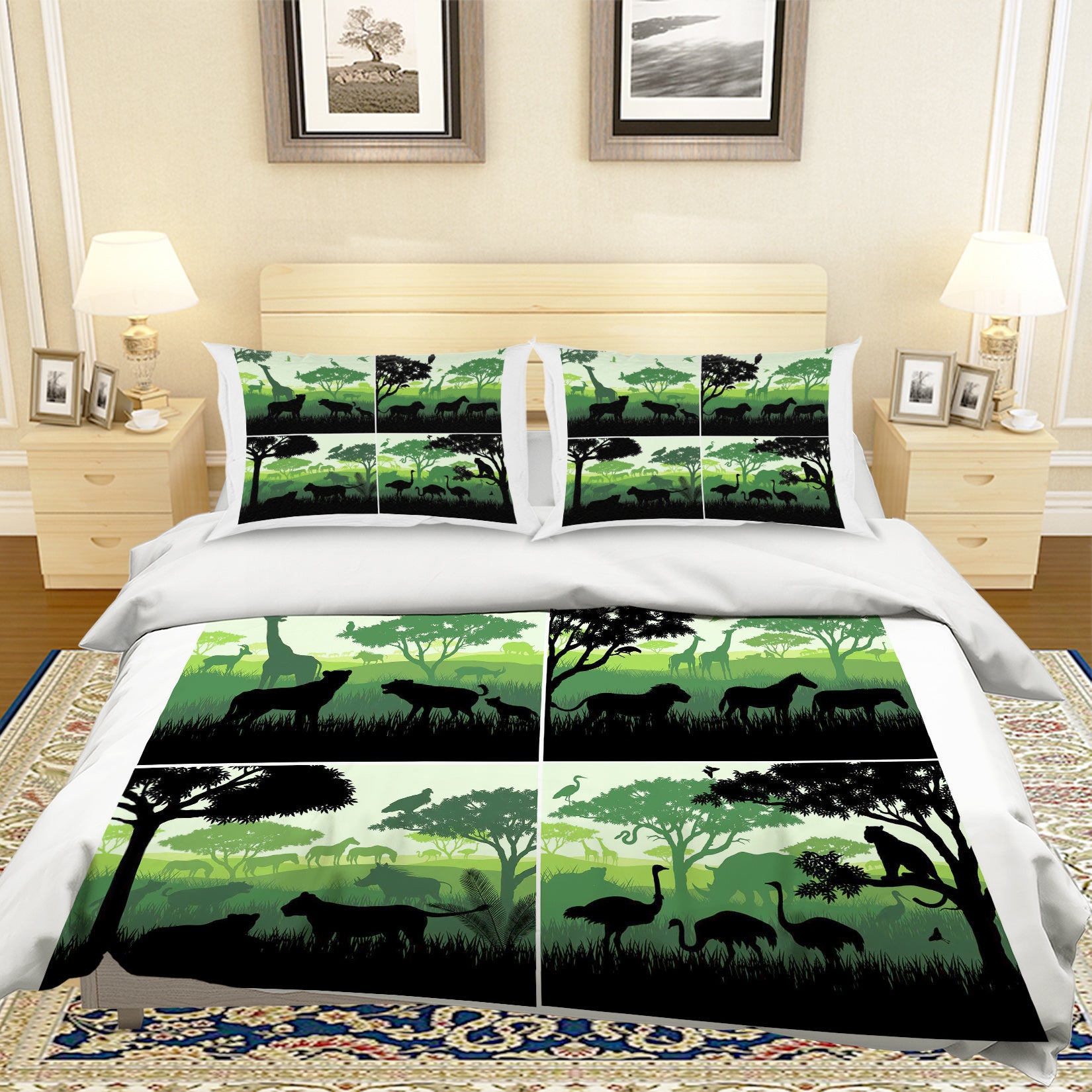 3D Green Trees Grassland Animal Quilt Cover Set Bedding Set Pillowcases 70