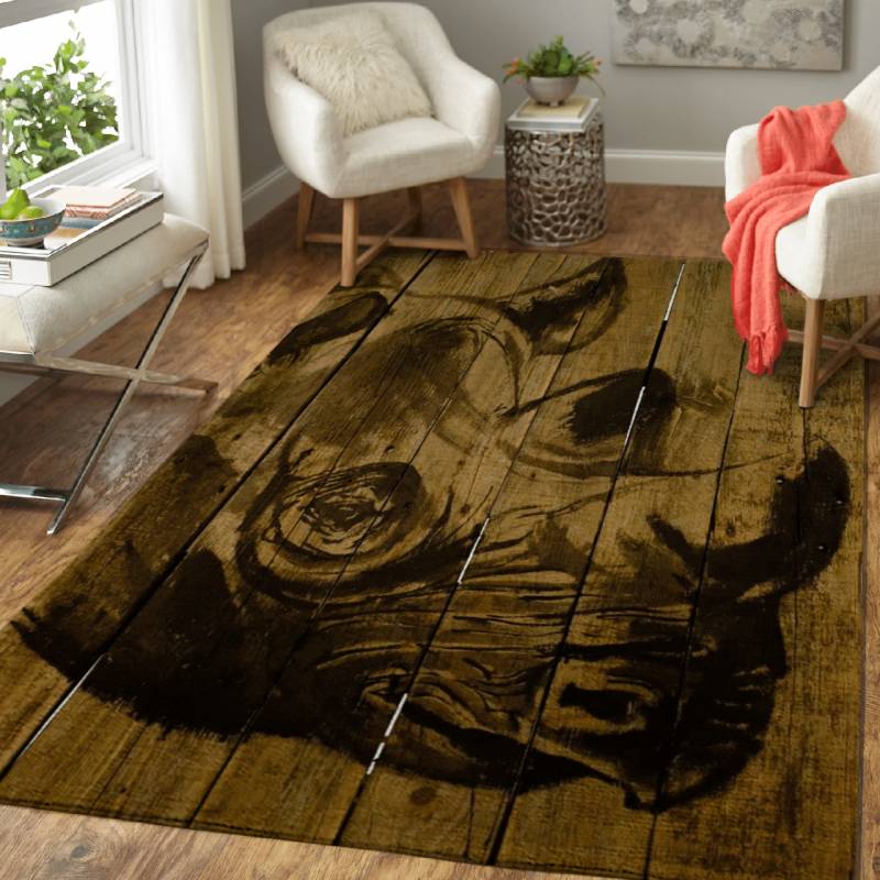 rhino on wood – Animals Area Rug Carpet