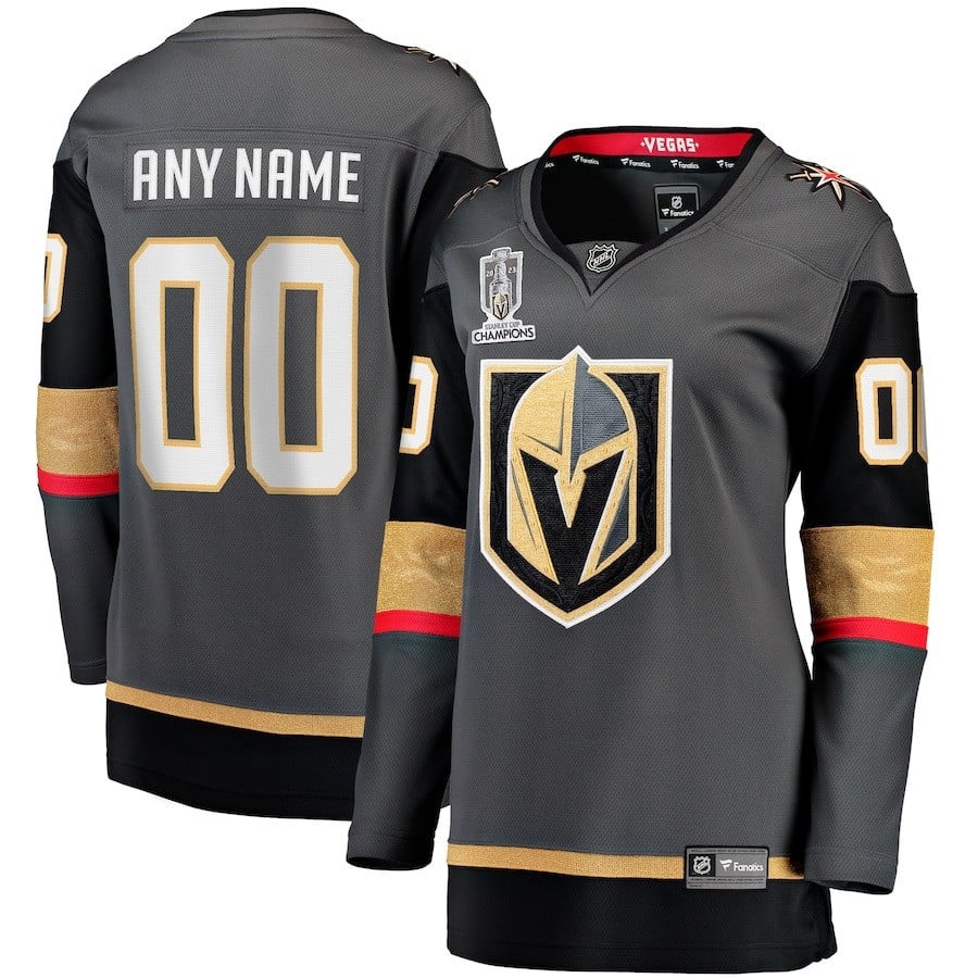 Vegas Golden Knights 2023 Stanley Cup Champions Patch Alternate Breakaway Custom 00 Women Jersey – Black