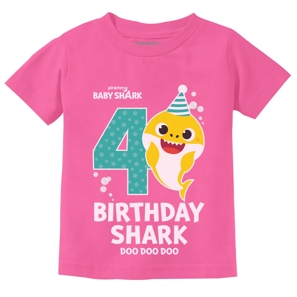 4Th Birthday Baby Shark Shirt 4 Year Old Birthday Boy Girl Toddler Kids T-Shirt