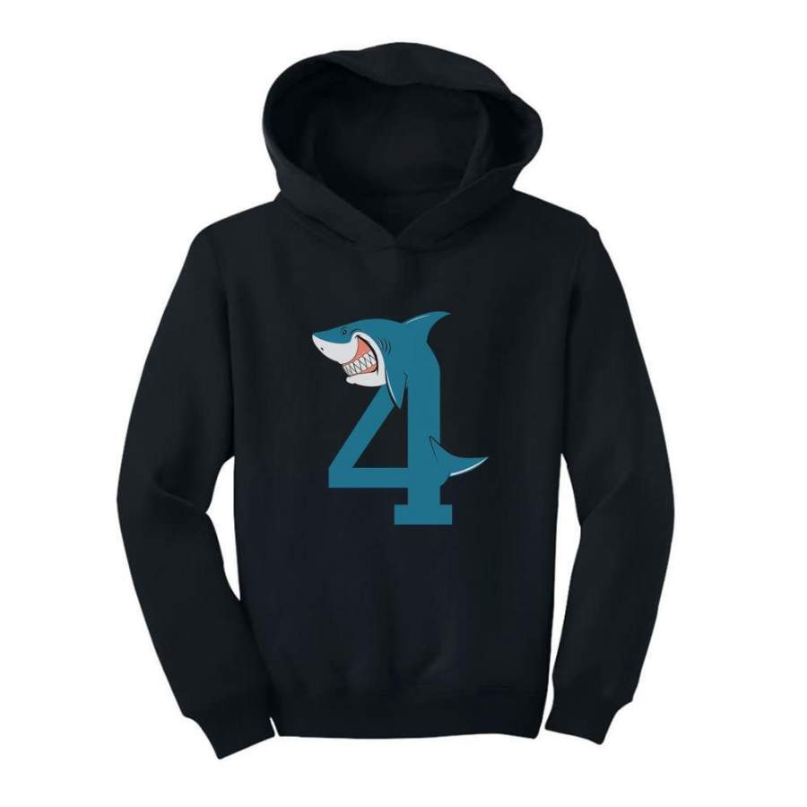 4th Birthday Shark Four Year Old Toddler Hoodie