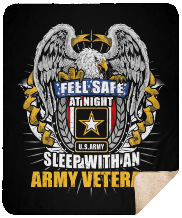 Feel Safe At Night Sleep With An Army Veteran Sherpa Blanket – 50×60