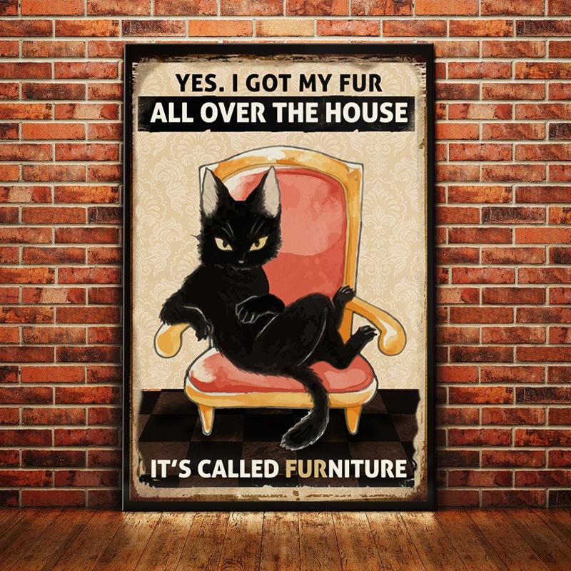 Black Cat Funny Furniture Canvas And Poster | Art Print | Home Decor | Room Decor | Wall Art