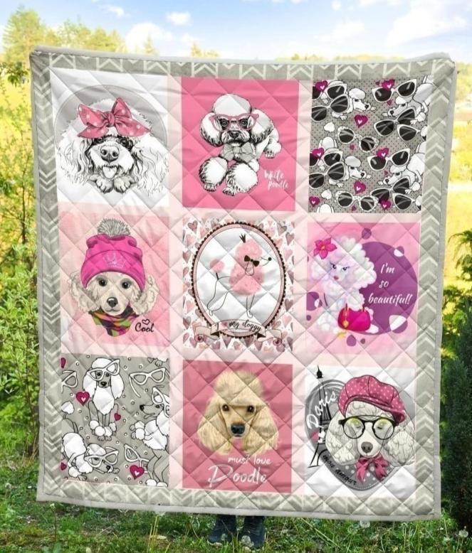 Cute Poodle Dog Lover Quilt Blanket Gift
