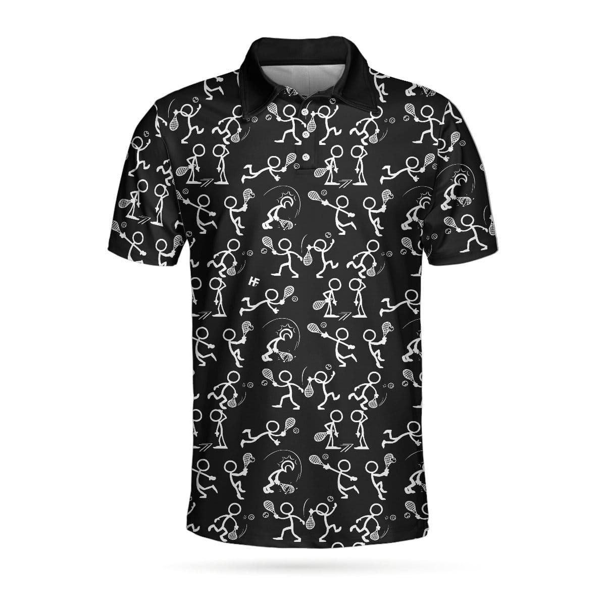 Stickfigures Playing Tennis Short Sleeve Polo Shirt #H - Sveltestyles Fashion