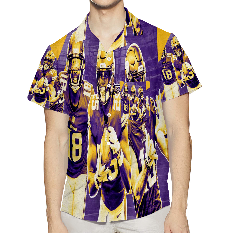 Minnesota Vikings Team V4 3D All Over Print Summer Beach Hawaiian Shirt With Pocket