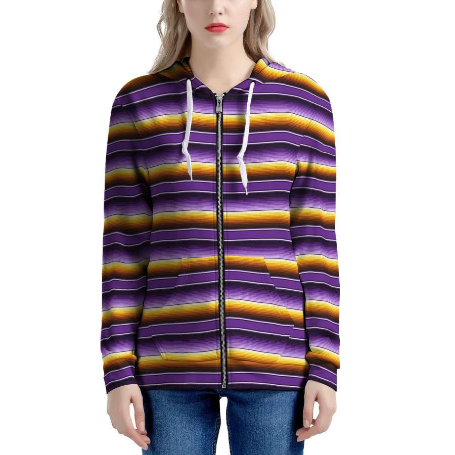 Yellow And Purple Mexican Baja Women’s Zip Up Hoodie