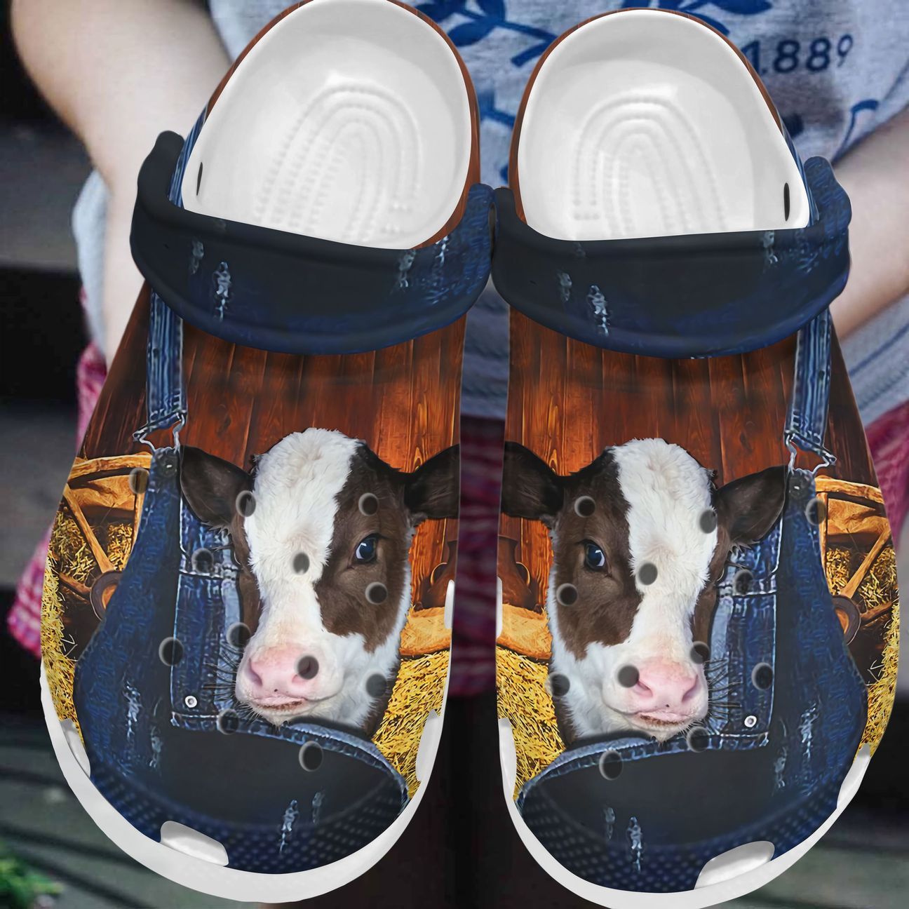 Cow Personalized Clog, Custom Name, Text, Color, Number Fashion Style For Women, Men, Kid, Print 3D Lovely Cow In Jeans