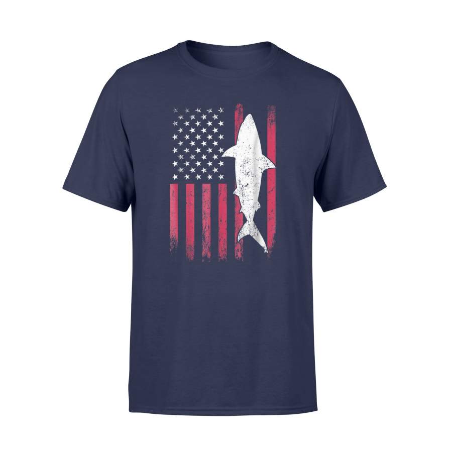 Bull Shark Distressed American Flag Shark Gift T-Shirt