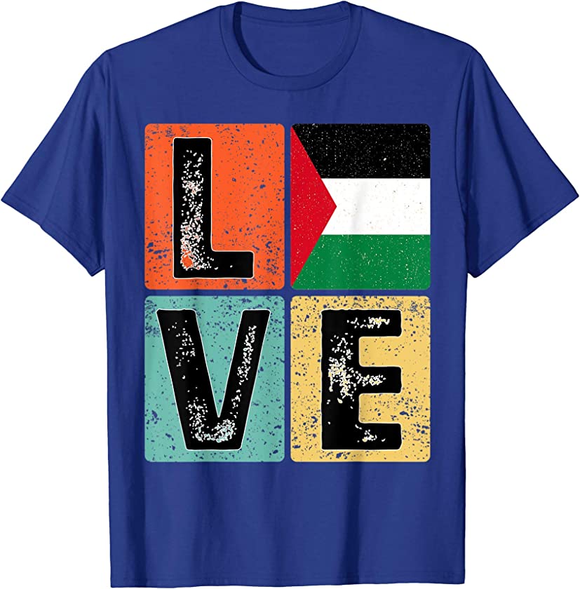 Vintage Retro I Love Palestine Flag for Palestinian Pride T-Shirt