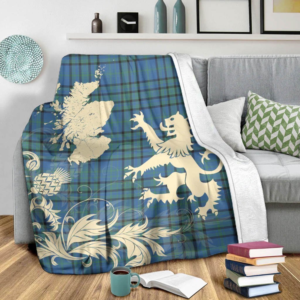 Tartan Blanket Matheson Hunting Ancient Tartan Scotland Lion Thistle Map Plaid Blanket