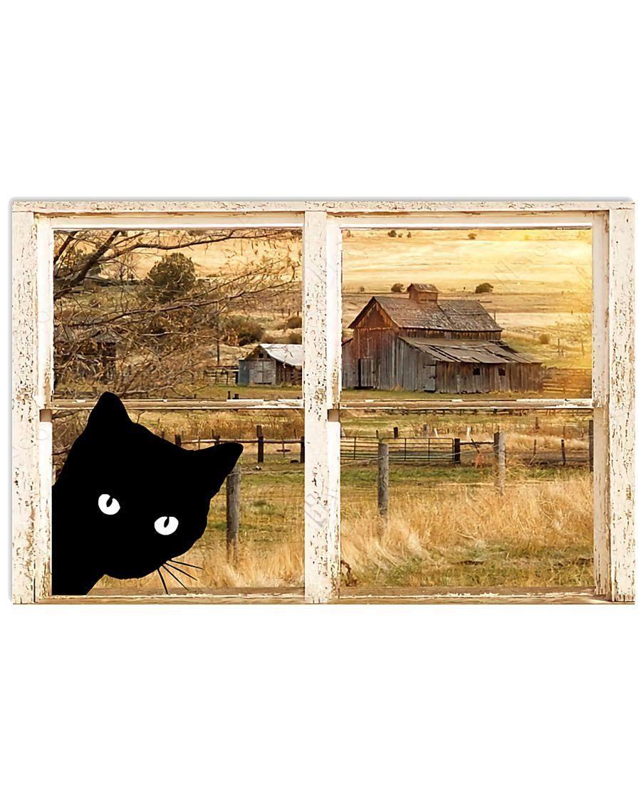 Black Cat Looking Outside – Best Idea Gift , Gift For Home Decor, Gift For Family – Horizontal Canvas Matte Canvas Wall Art