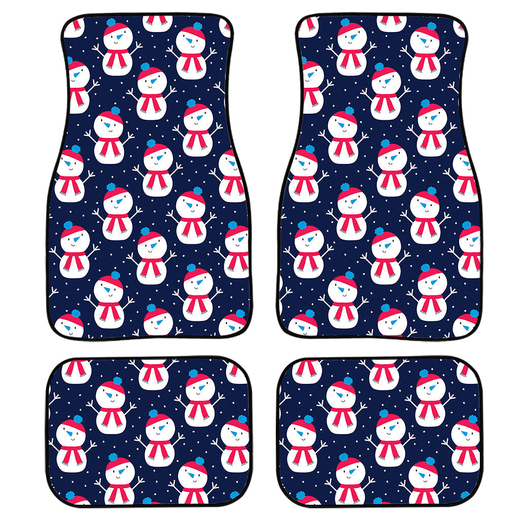 Cute Snowman Pattern Print Front And Back Car Floor Mats, Front Car Mat