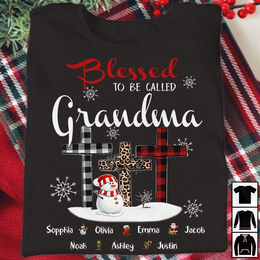 Blessed To Be Call Grandma Snowmen Custom Kid’s Name Christmas Shirt