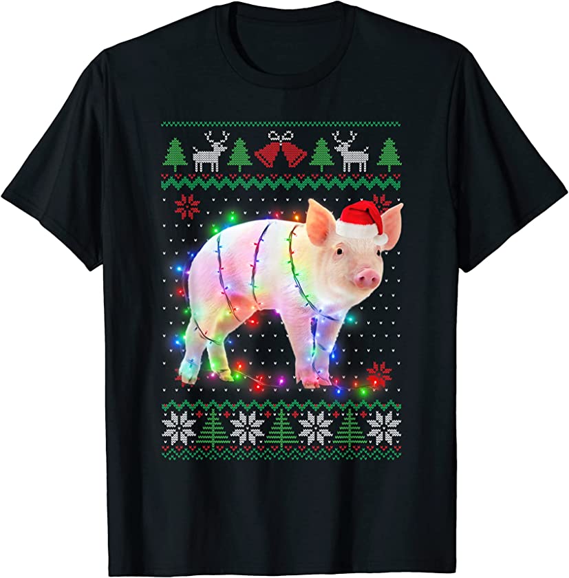 Pig Animal Ugly Sweater Christmas Puppy Animal Lover T-Shirt