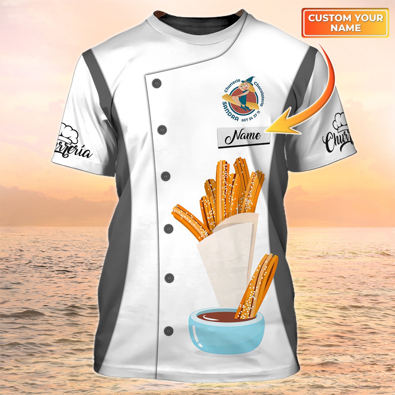 Churreria Tshirt Churros 3D Custom Shirt White Uniform Baker Shirt