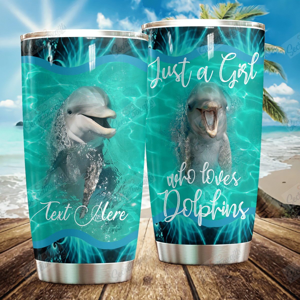 Dolphin Stainless Steel Personalized Stainless Steel Tumbler Customize Name, Text, Number Dhhdf