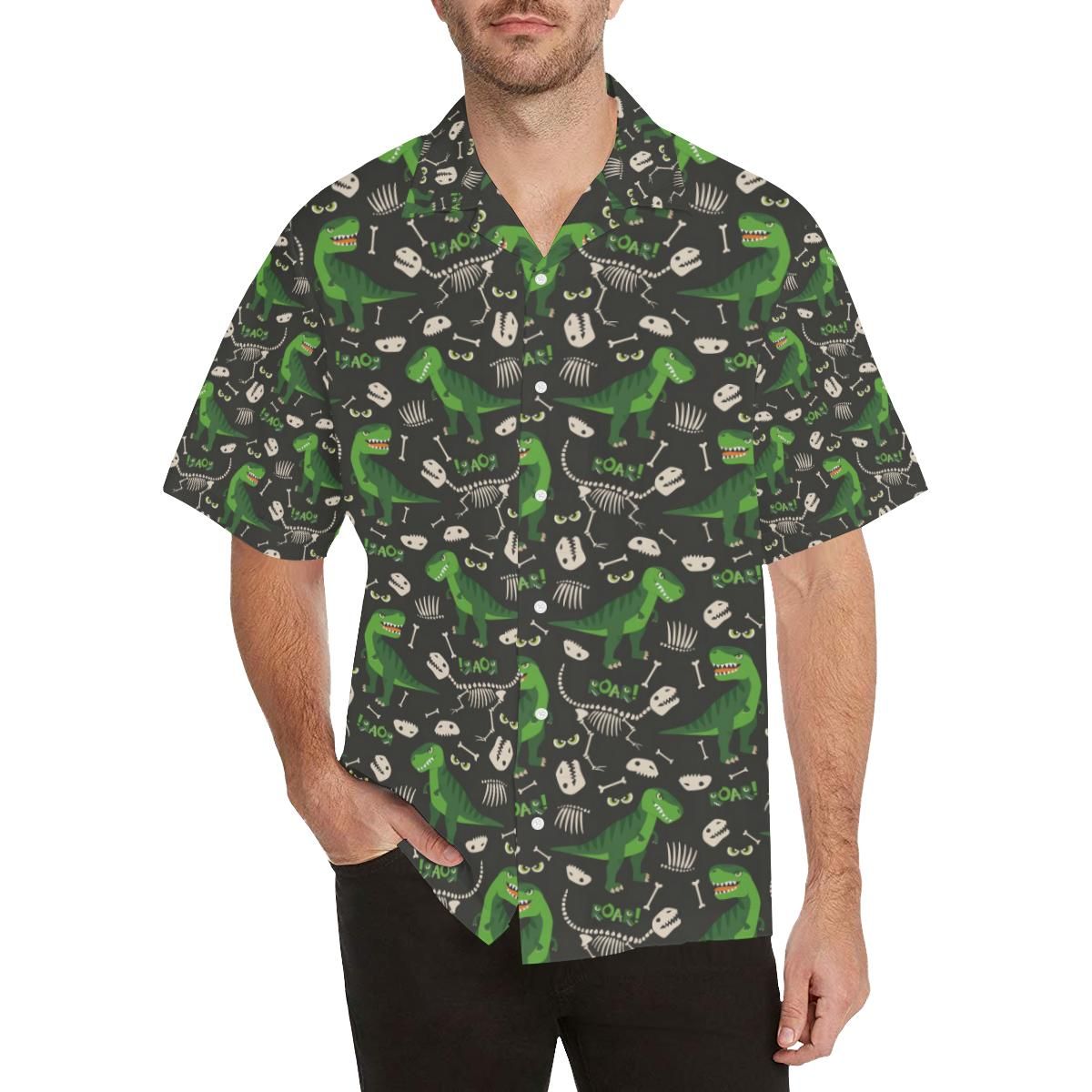 Dinosaur Pattern Men’s All Over Print Hawaiian Shirt