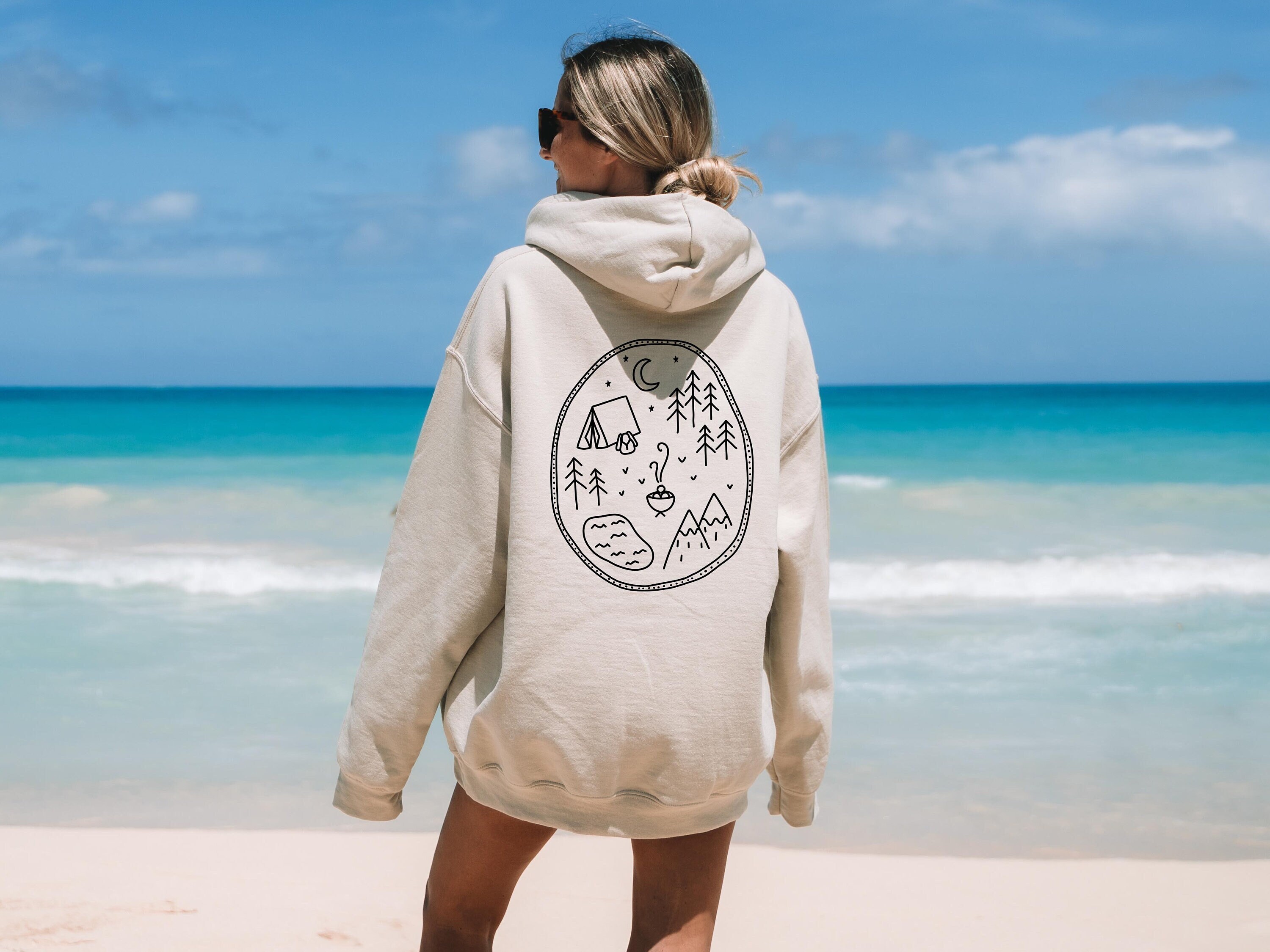 Adventure Graphic Hoodie, Mountain Graphic Hooded Sweater, Adventure Gifts, Back Printed Graphic Hoodie, Camping Hoodie, Travel Gift