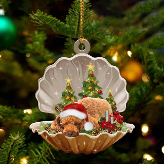 Poodle3-Sleeping Pearl In Christmas Two Sided Ornament