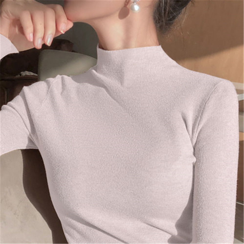 2021 Newest Knitted Women Turtleneck Sweater Pullovers Spring Autumn Basic Women Highneck Sweater Pullover Slim Female Cheap Top alx