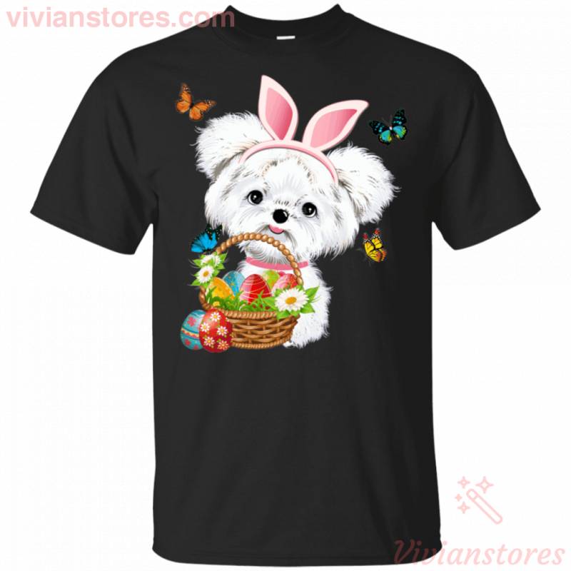 Maltese Bunny Hat Rabbit Easter Day Eggs Funny Gift Shirt VA03