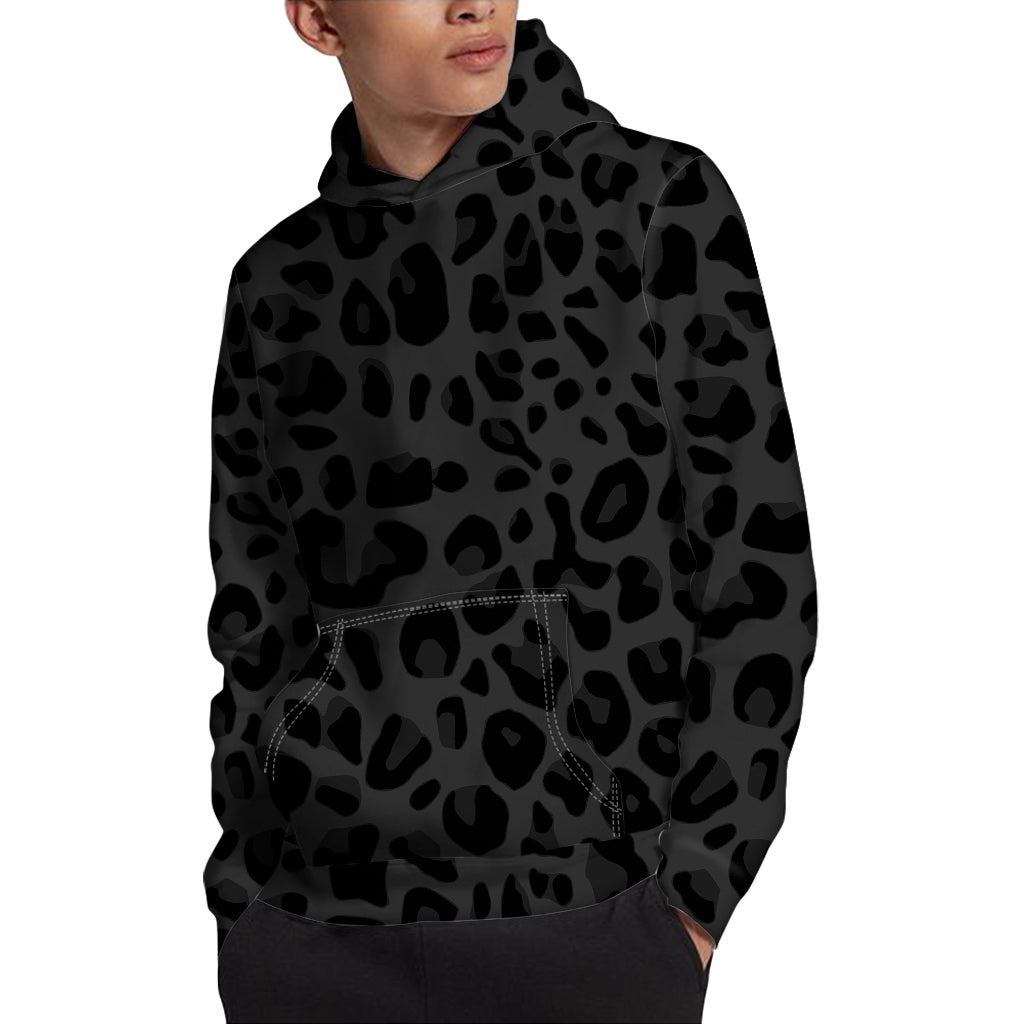 Black Leopard Print Pullover Hoodie