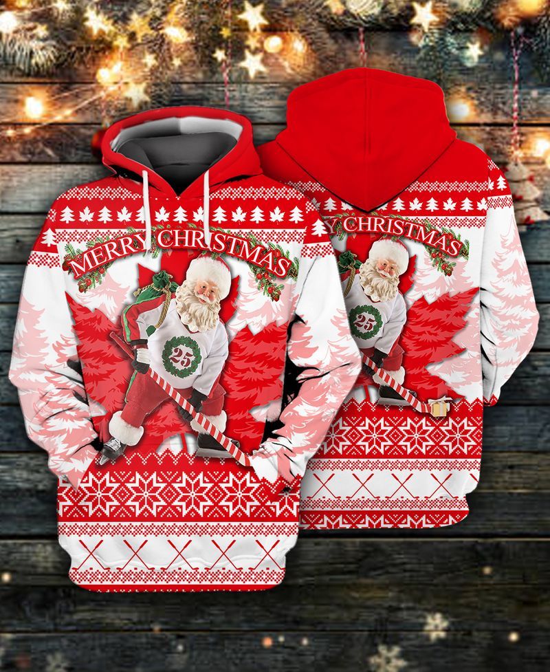 Santa Claus And Candy Canes 3D Full Print Hoodie