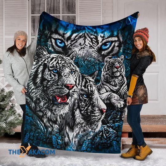 White Tiger Awesome Tiger King Of Animals Fleece Blanket