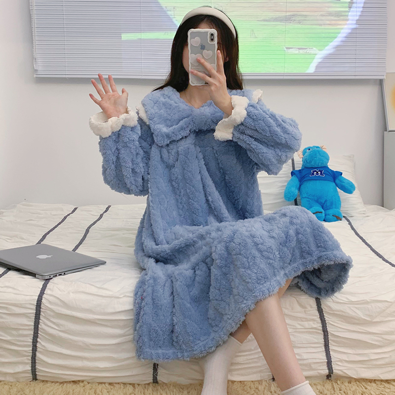 Winter Flannel Nightshirts for Women Nightgowns Sleepwear Oversized Sleepdress Women Fleece Night Dress Nightwear Pajamas 6XL alx