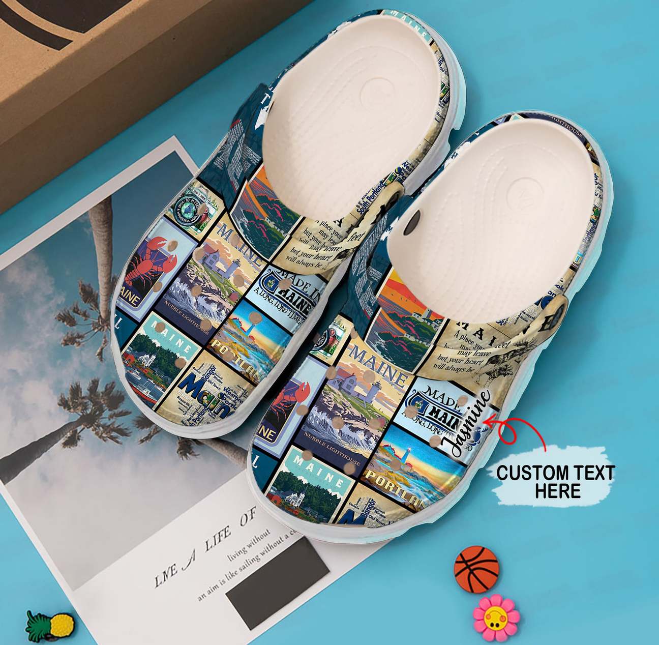 Maine Personalized Clog, Custom Name, Text, Color, Number Fashion Style For Women, Men, Kid, Print 3D Maine Collection