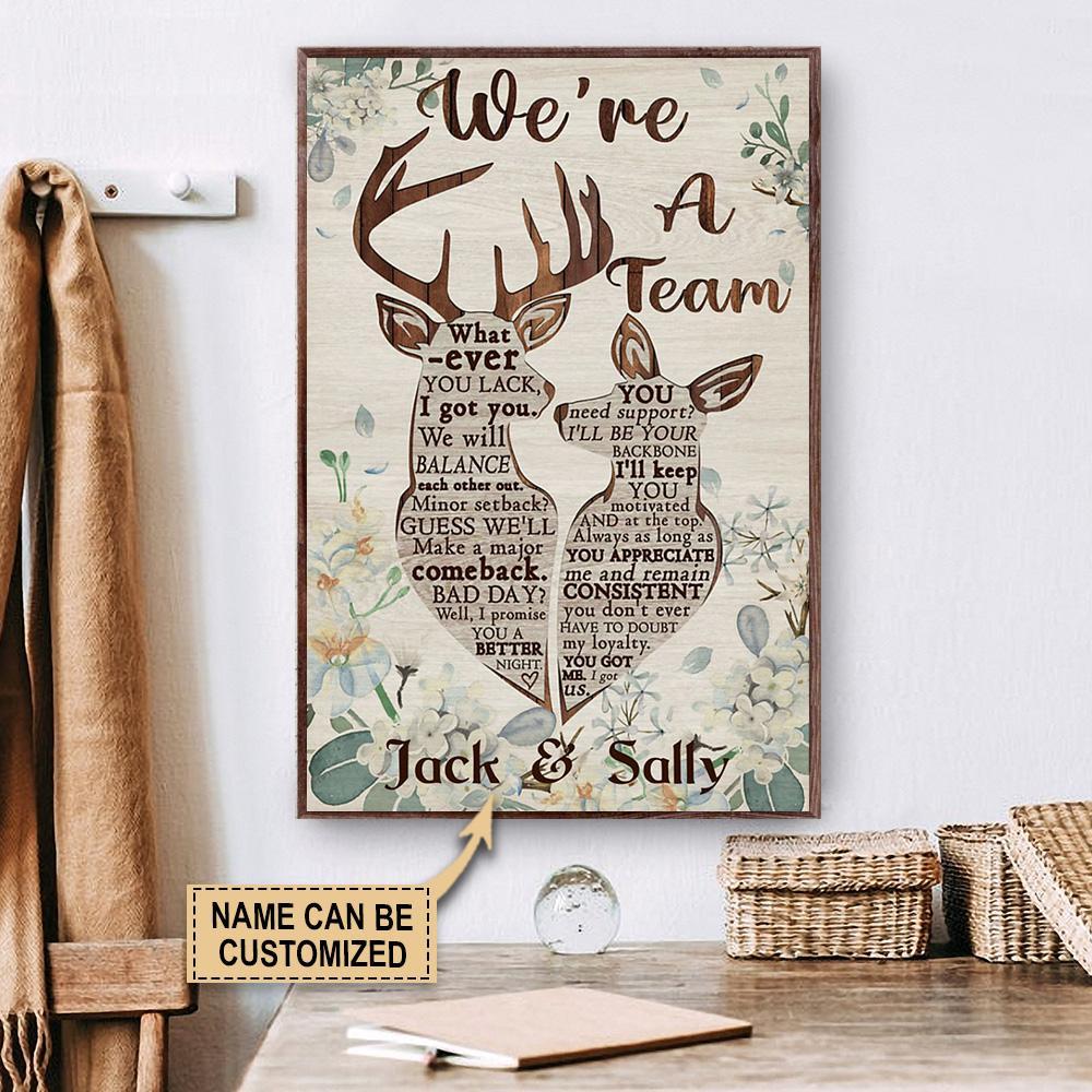 Aeticon Gifts Personalized Deer Were A Team Canvas Mom Dad Gift Home Decor