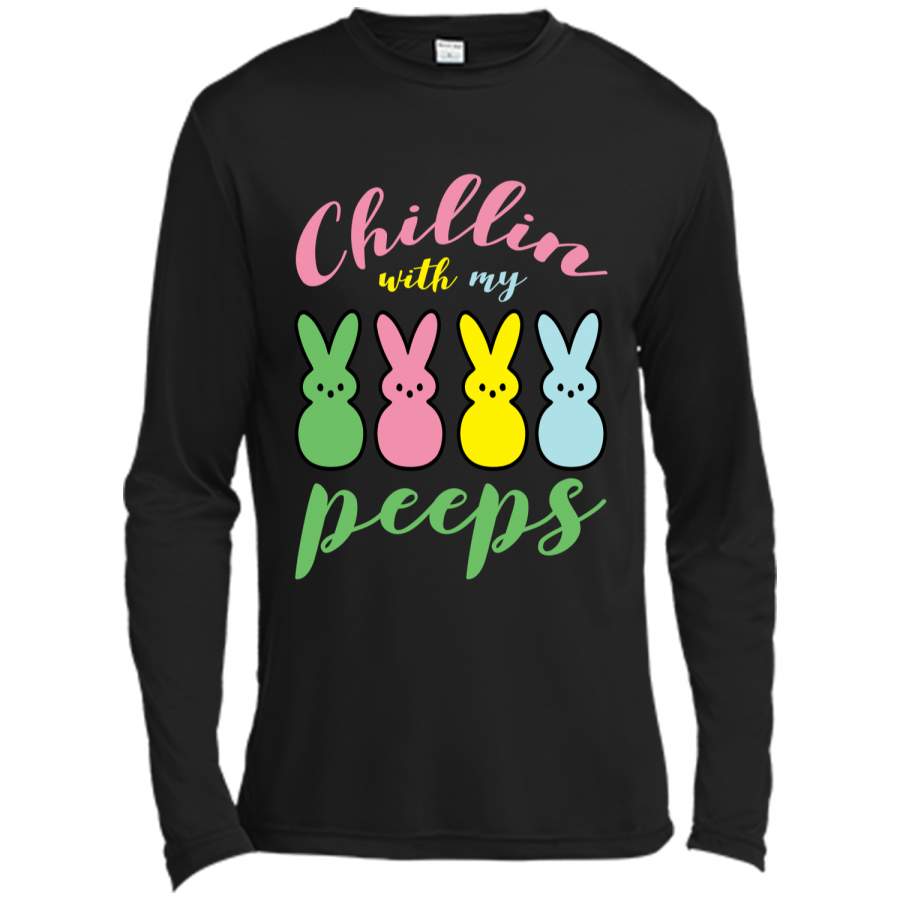 Chillin With My Peeps Easter Bunny Funny T-Shirt for Kids1 Long Sleeve Moisture Absorbing Shirt