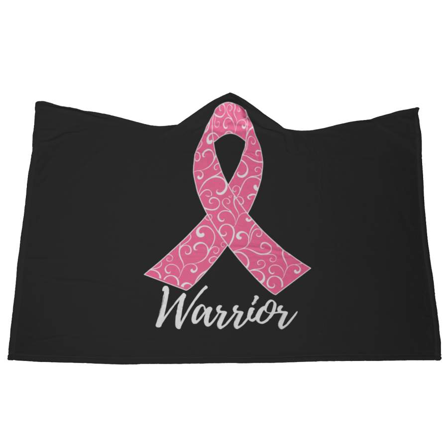 Warrior Breast Cancer Hooded Blanket Black