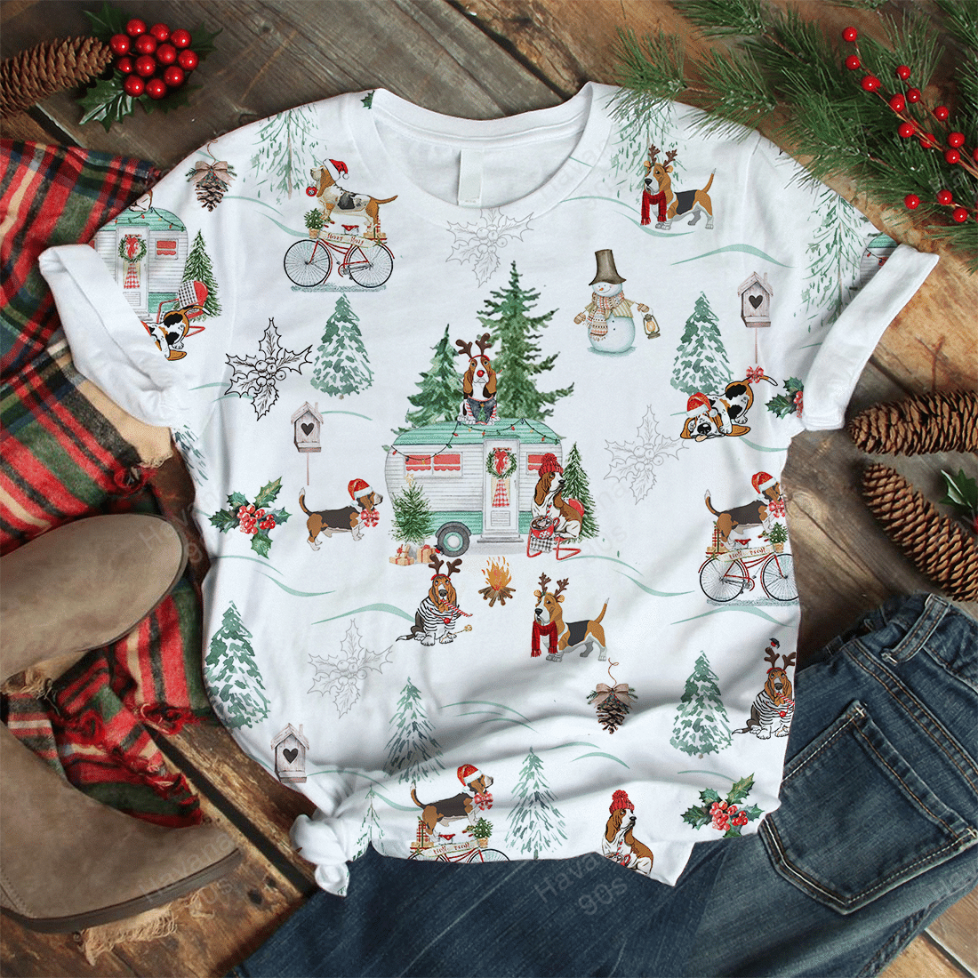 Basset Hound T-shirt Winter Memories